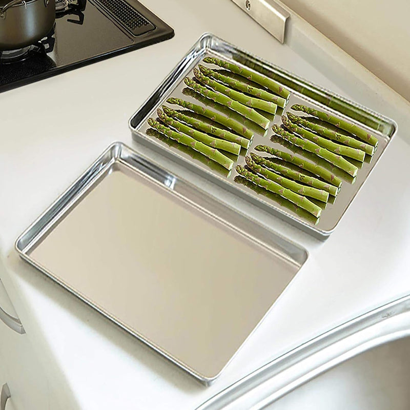 TeamFar Baking Sheet Set - 2-pc Stainless Steel Pan Set Non-toxic  Easy Clean