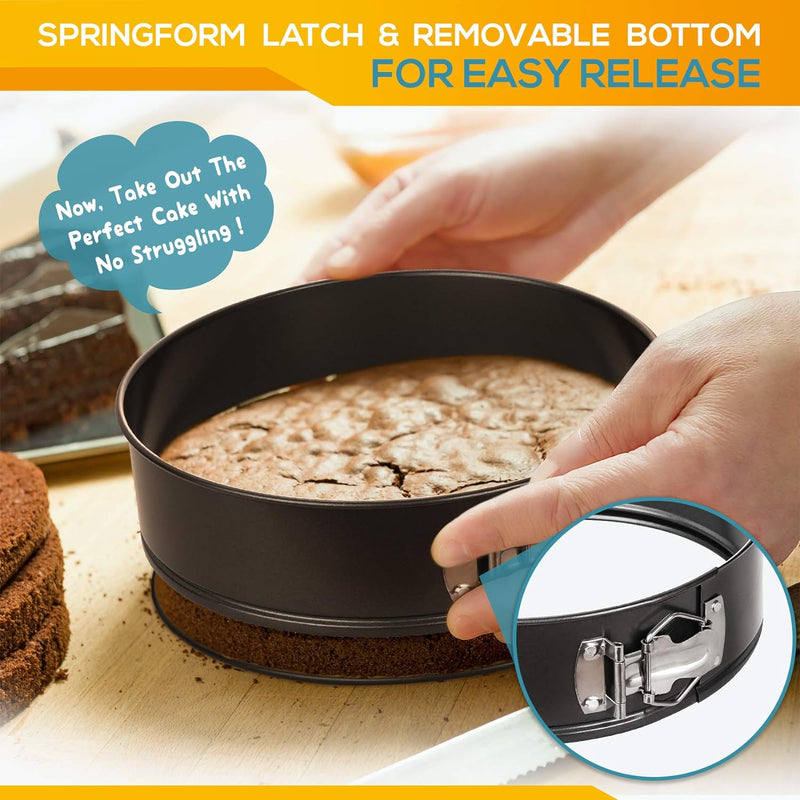 HIWARE 9 Non-stick Springform Pan with Removable Bottom Leakproof Cake Pan  50 Pcs Parchment Paper Black