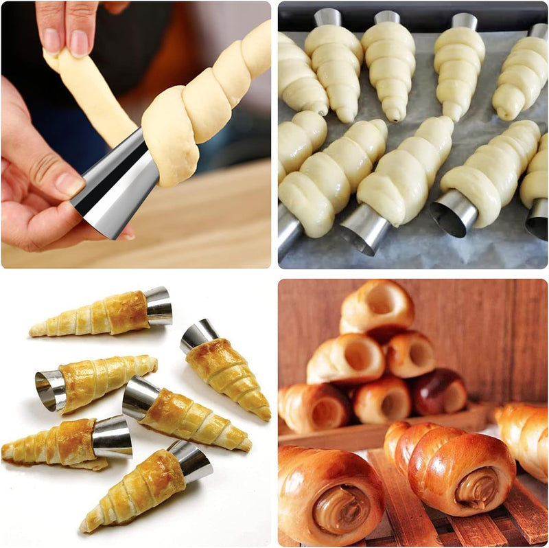 20 Pack Cream Horn Molds - Stainless Steel Baking Cones for Cannolis and Ice Cream - 33 Inch Standing Cone Shape