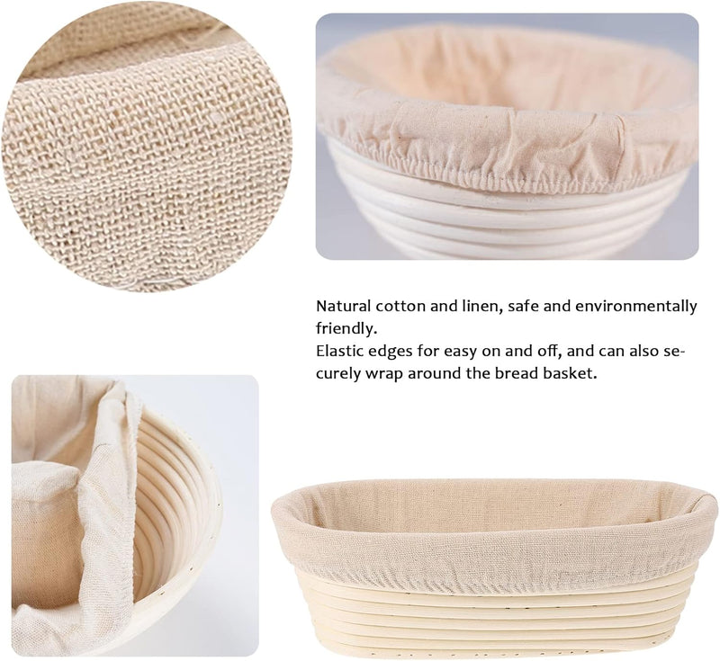 Rattan Proofing Basket with Liner and Cover - Round 10 Inch