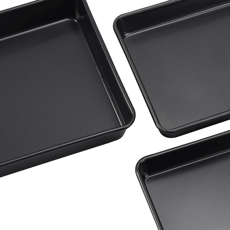 Nonstick Roasting Pan Set - 3-Piece Brownie Cake Baking Pans by CAMOFOXIN in Black