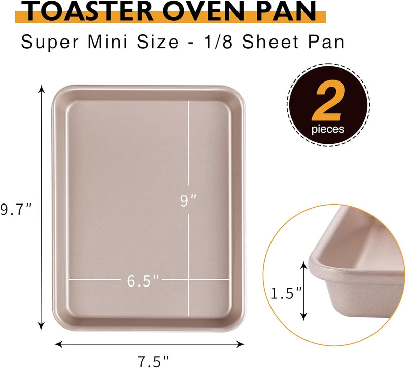 Nonstick Toaster Oven Baking Pans - 2 Pack 97x75 Inches Dishwasher Safe