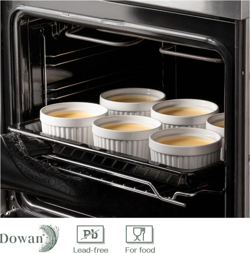 DOWAN Porcelain Ramekin Set - 4oz Baking 6 White