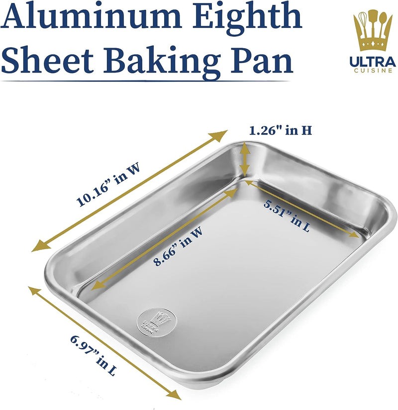 Professional Quarter Sheet Baking Pans - Set of 2 Aluminum Cookie Sheets - Rimmed 9x13-inch for Baking and Roasting