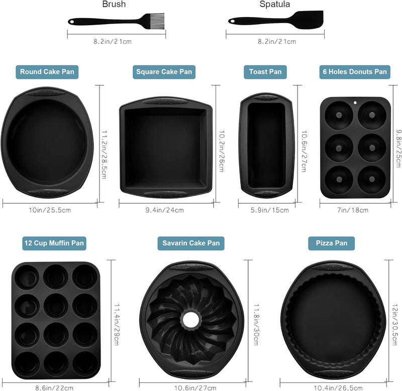 9in1 Nonstick Silicone Baking Bundt Cake Pan and Tools Set