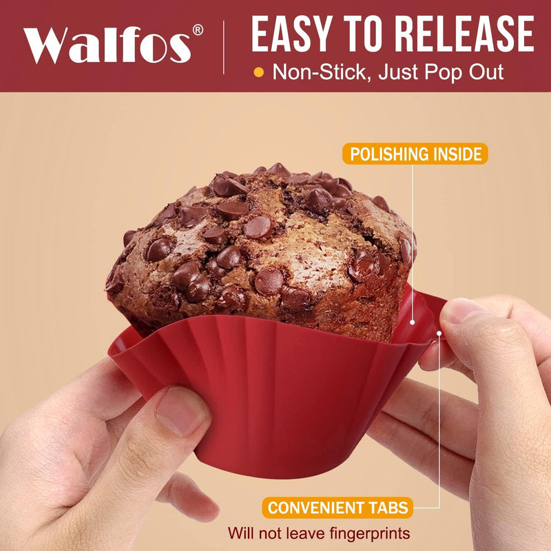 Walfos Silicone Cupcake Pan Set - 2-Piece Mini 24-Cup Muffin Baking Pan - BPA Free Dishwasher Safe - Non-Stick - Great for Muffin Cakes Fat Bombs