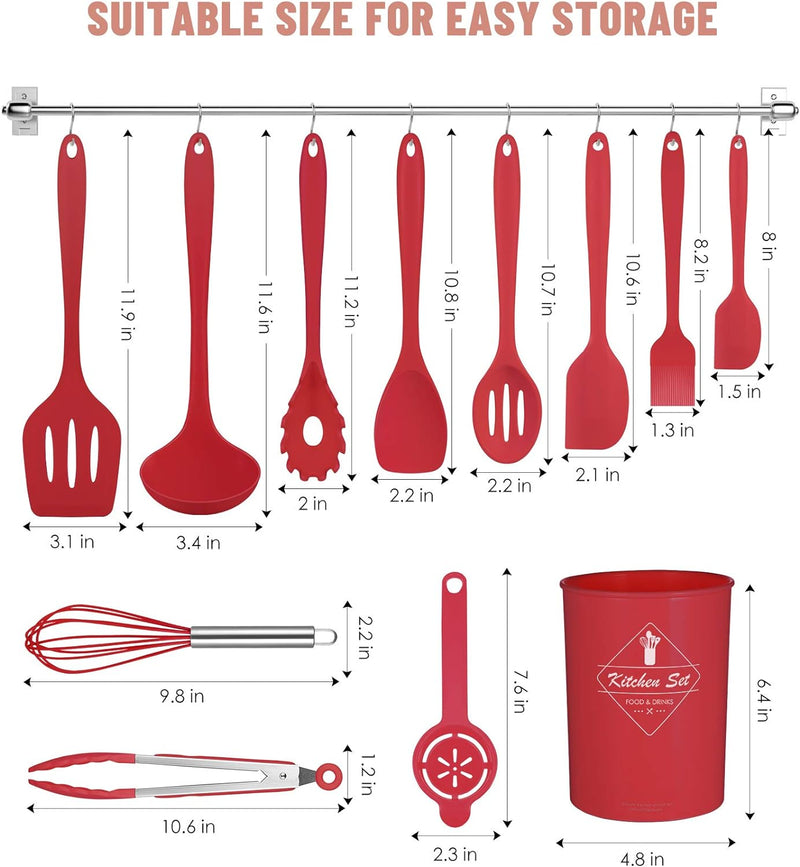 12-Piece Silicone Cooking Utensil Set - Dishwasher Safe  Heat Resistant 392F - Nonstick Kitchen Utensils for Cookware