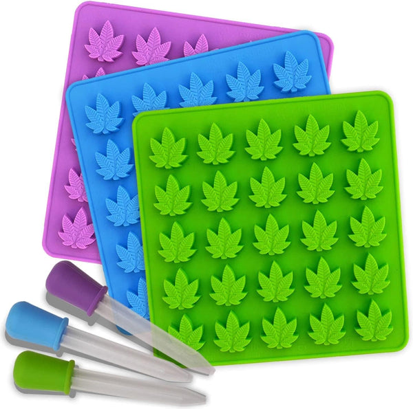 PJ BOLD Marijuana Weed Leaf Gummy Molds Silicone Candy Mold Kit - 3 Pack