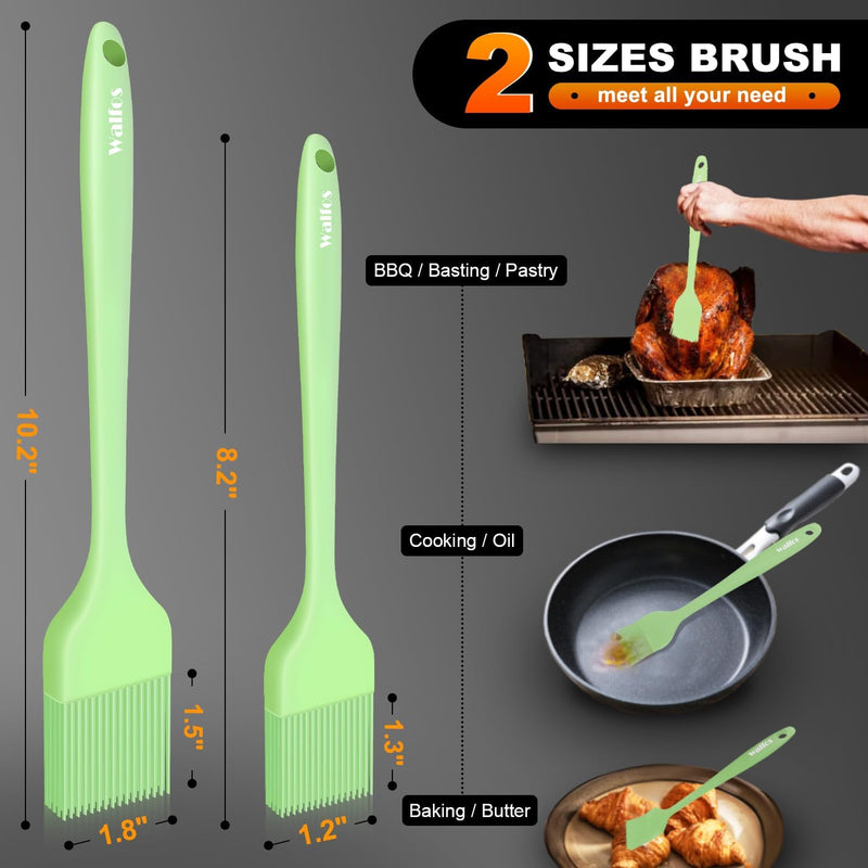 Walfos Silicone Basting Pastry Brush Set 2 Pcs - Heat Resistant for BBQ Baking  Cooking