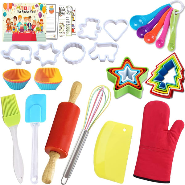 Kids Baking Set with Recipes Apron and Chef Hat - Cooking Supplies for Curious Children
