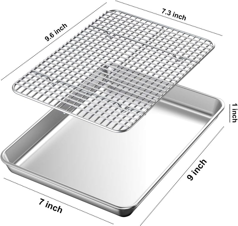 Wildone Baking Sheet with Rack Set - Stainless Steel Non-Toxic Heavy Duty Easy Clean