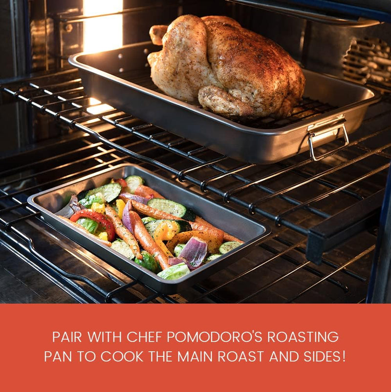 Deluxe Carbon Steel Roasting Pan with Rack - 185 x 145-Inch