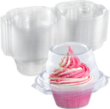 Individual Cupcake Containers (50 Pack) | Clear Plastic Disposable Cupcake Boxes/Holders | Single Cupcake Holder with Dome Lid Bulk | BPA-Free Plastic Cupcake Muffin Container Carrier Boxes to Go