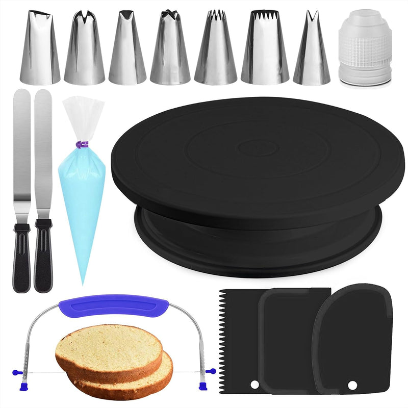 RFAQK 35PC Cake Decorating Supplies Kit with Turntable Tips Spatulas Scrapers and Ebook