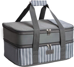 Insulated Casserole Carrier - Expandable for HotCold Food Grey - Fits 9 x 13 Dish