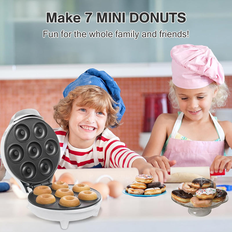 Portable Electric Mini Donut Maker with Non-Stick Double-Sided Heating for Home Breakfast  Snack Preparation