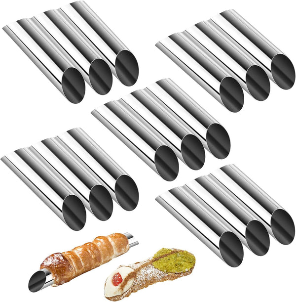 Large Stainless Steel Cannoli Tubes - Pack of 15