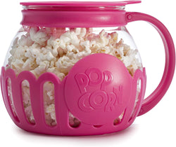 Ecolution Micro-Pop Microwave Popcorn Popper - Temperature Safe with 3-in-1 Lid BPA-Free Dishwasher Safe 15-Quart Pink