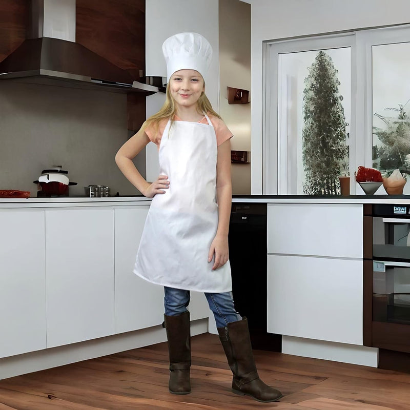 Kids Chef Hat and Apron Set - Real Cooking and Baking Wear Kit