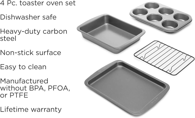 Ecolution 4-Piece Non-Stick Toaster Oven Bakeware Set - Carbon SteelCopper