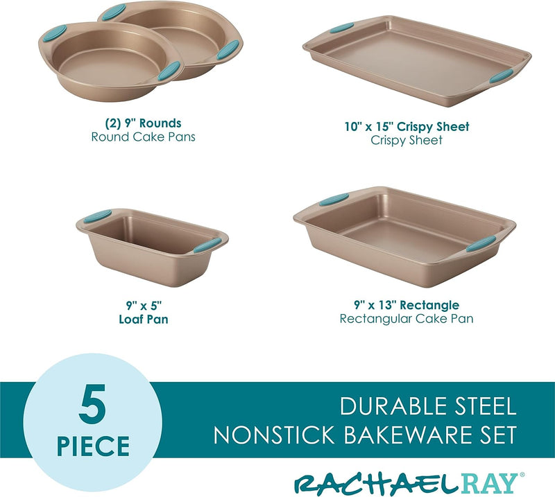 Rachael Ray Cucina Nonstick Bakeware Set - 10 Piece Latte  Cranberry