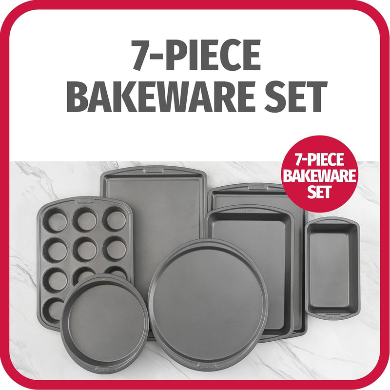 GoodCook 7-Pc Non-Stick Steel Bakeware Set - Gray