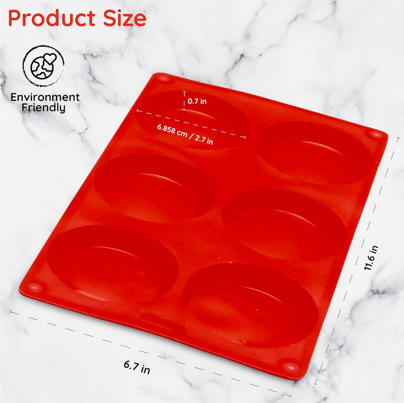 Silicone Muffin Pans - 6 Cup Jumbo Set of 2 Professional Use