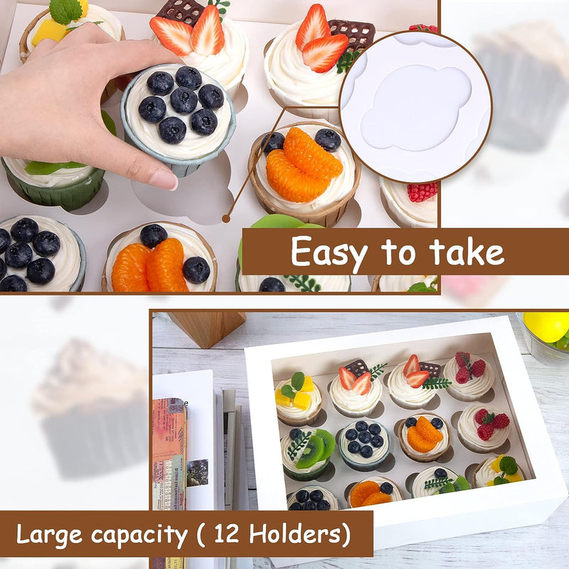 VGOODALL 6PCS White Cupcake Container - 12 count 72 Pastry Box for Holiday PartyBakery Supplies