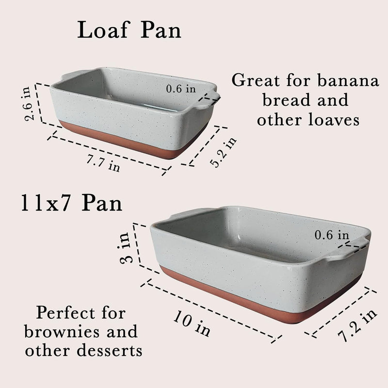 Mora Ceramic Baking Dish - 9x13 in Pan for Casserole Lasagna Gratin Broiling Roasting Baking - White