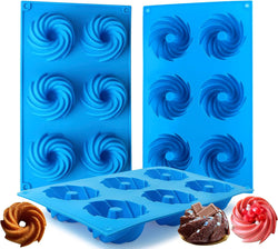 3PCS Mini Bundt Cake Pan Non-Stick Silicone Mold for Fluted Tube Cakes