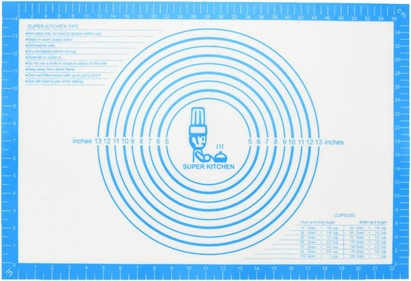 Extra Large Nonstick Silicone Pastry Mat - 28 x 20 with Measurements by Folksy Super Kitchen