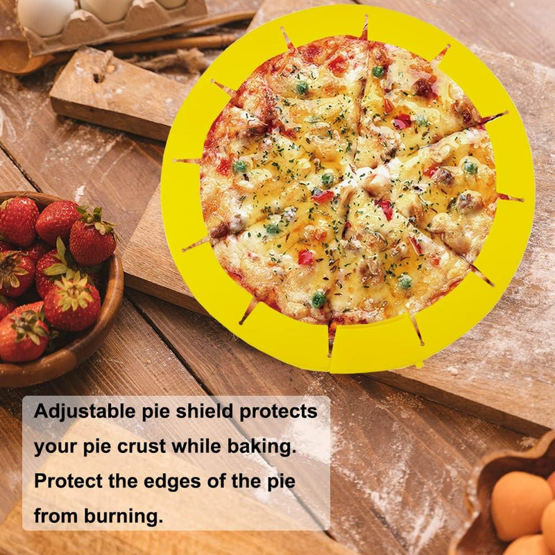 Adjustable Pie Crust Shield Protector - Silicone Baking Cover for Halloween Christmas Parties - Fits 8-115 Inches Pies