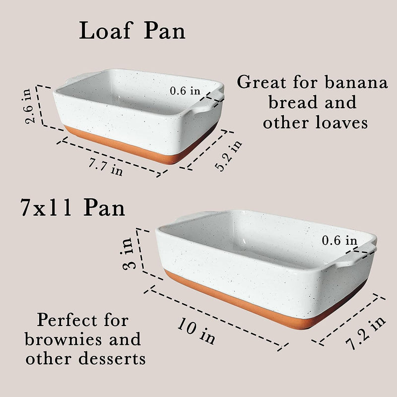 Mora Ceramic Baking Dish - 9x13 in Pan for Casserole Lasagna Gratin Broiling Roasting Baking - White