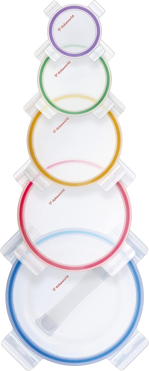 Collapsible Glass Mixing Bowls - 5 Stackable with Lids Microwave Safe Bamboo Salad  Baking Bowls