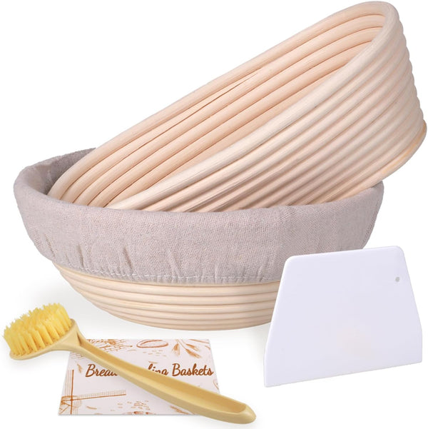 Banneton Bread Proofing Basket Set - Sourdough Baking Supplies