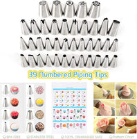 114Pcs Cake Decorating Supplies Kit for Beginners, Cupcake Decorating Tools Baking Supplies Set for Kids and Adults, Cake Turntable Stands, Piping Tips & Bags, Icing Smoother & Spatulas