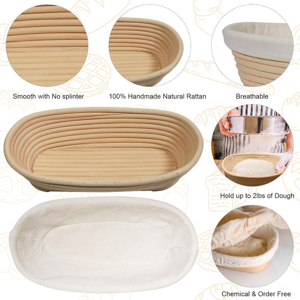 2-Piece Bread Proofing Basket Set for Sourdough Baking with Tools