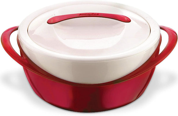 Pinnacle Large Insulated Casserole Dish with Lid - 36 qt Thermal Food WarmerCooler - Stainless Steel Container - Holiday Red