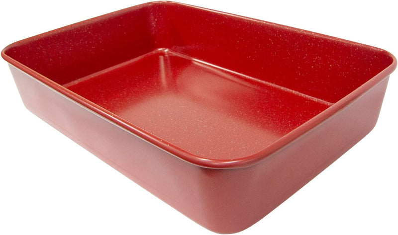 CasaWare 15x10x3 Ultimate Commercial Weight Ceramic Coated Non-Stick LasagnaRoasting Pan Red Granite