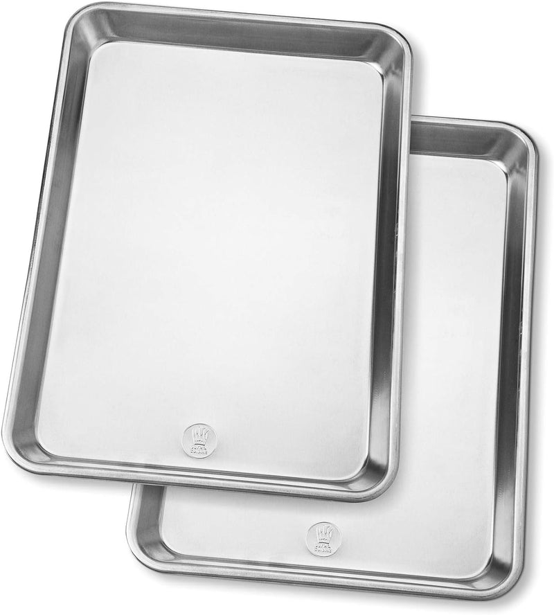 Professional Quarter Sheet Baking Pans - Set of 2 Aluminum Cookie Sheets - Rimmed 9x13-inch for Baking and Roasting