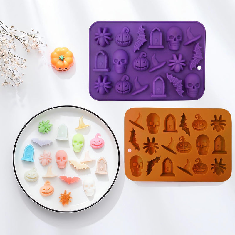 Silicone Gummy Bear Molds - 32PCS Non-stick Chocolate Fondant Mold with 18 Shapes for Candies and 4 Droppers - Dinosaur Donut and Animal Shaped - Including Clean Brush and Storage Box with Wrappers