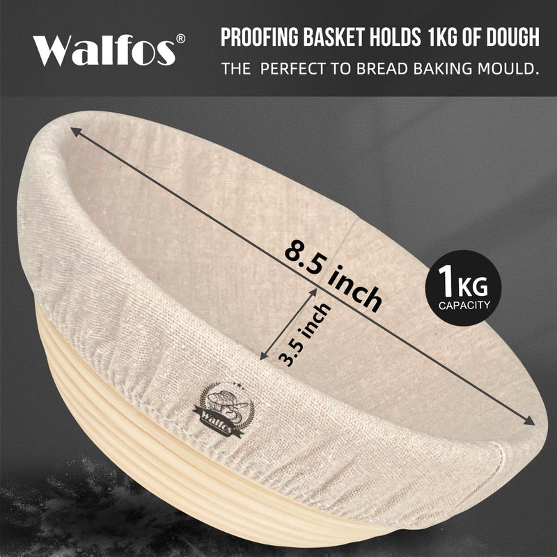 WALFOS 6-Pack Bread Basket Liner - 9 Round Banneton Cloth for Bread Proofing