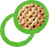 Cornucopia Silicone Pie Crust Shields (2 pack), Adjustable Pie Protectors, Green