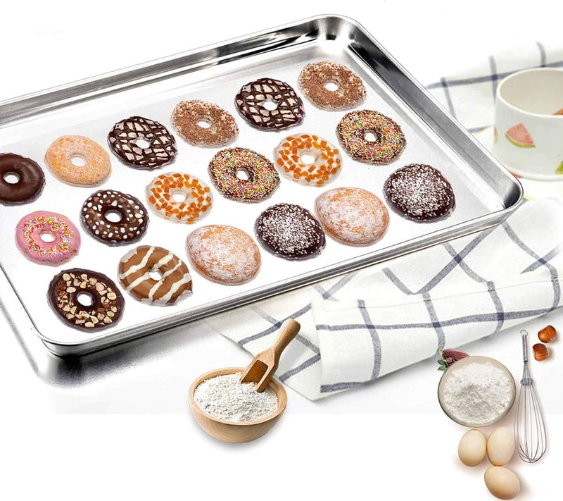 TeamFar Baking Sheet Set - 2-pc Stainless Steel Pan Set Non-toxic  Easy Clean