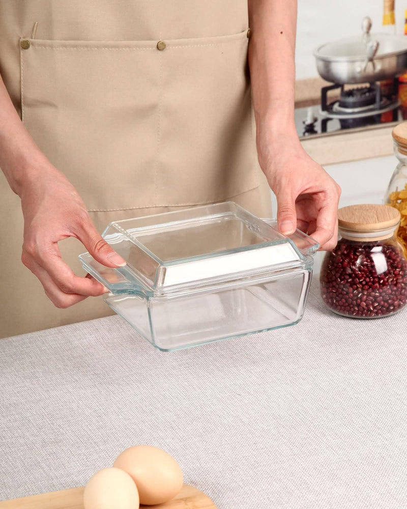 Mini Glass Casserole Dish with Lid - Single Serving Microwave Bakeware 57in x 7in