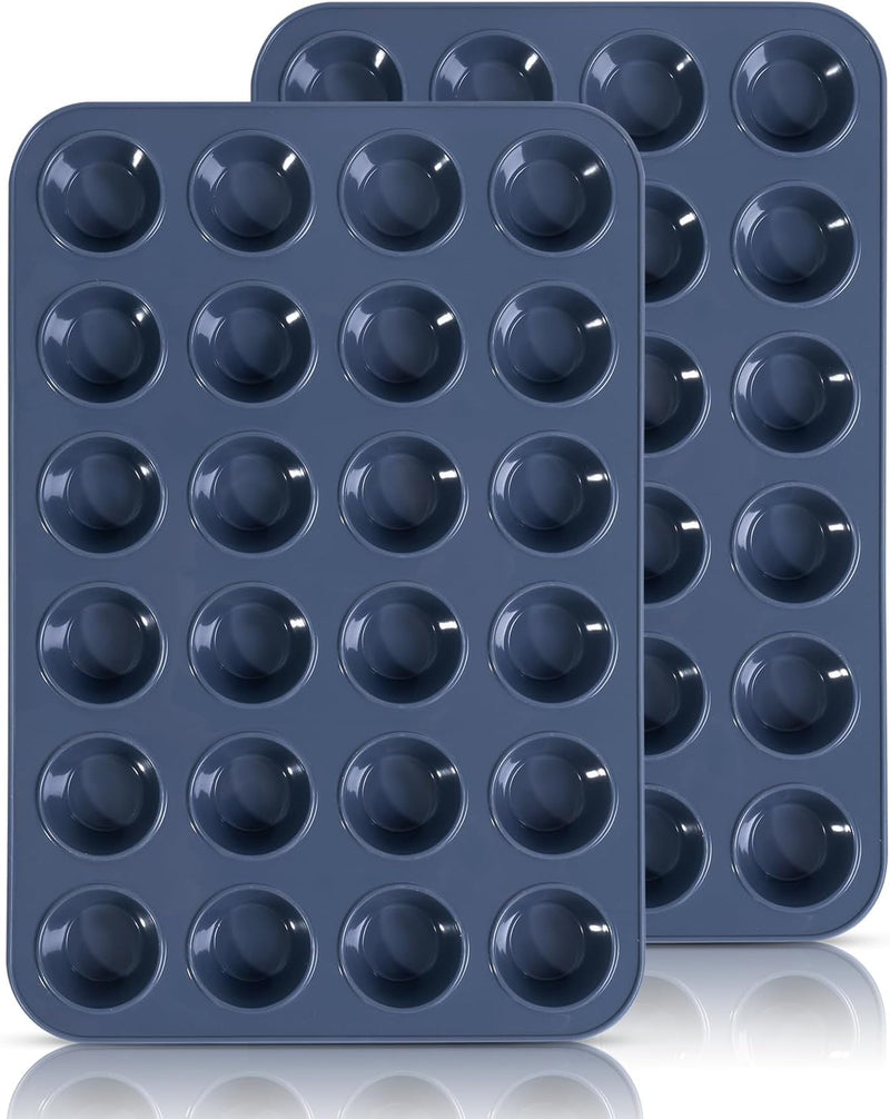 Vnray Silicone Muffin Baking Pan 2-Pack - Nonstick 12 Cup Cake Molds Grey BPA Free