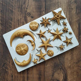 Moon Stars Sun Face Silicone Fondant Mold Chocolate Candy Gumpaste Sugarcraft Tool Cake Decorating Tools Epoxy Resin DIY Polymer Clay Silicone Mold