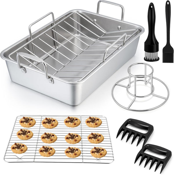 PP CHEF 8-Piece Stainless Steel Roasting Pan Set