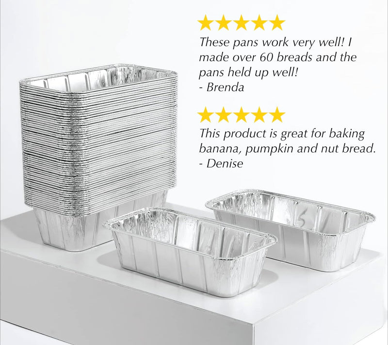 55 Pack Aluminum Foil Mini Loaf Pans - Disposable for Baking Bread Cake  Meat