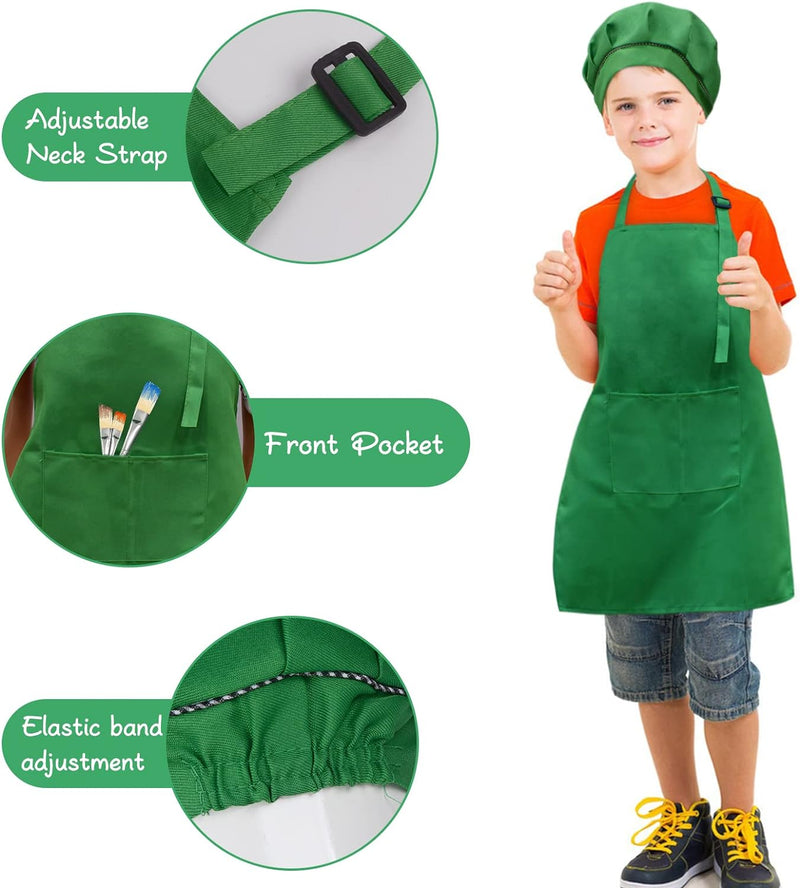 Kids Chef Apron and Hat Set for Cooking Baking and Painting